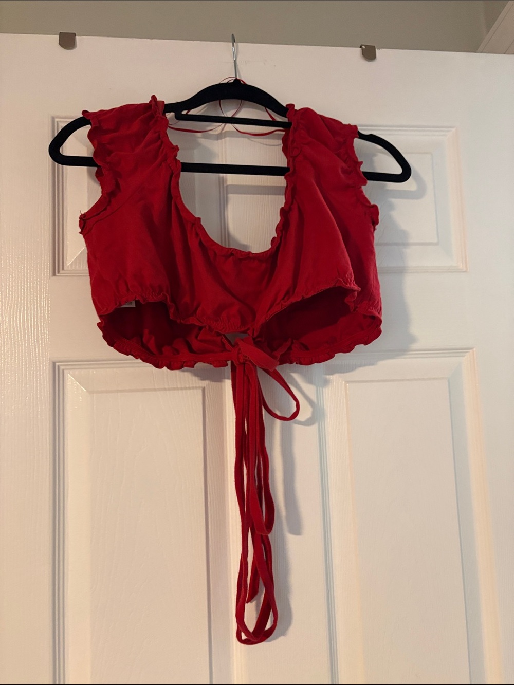 Garage Red Ruffle Tie-Front Bralette - Picture 2 of 2